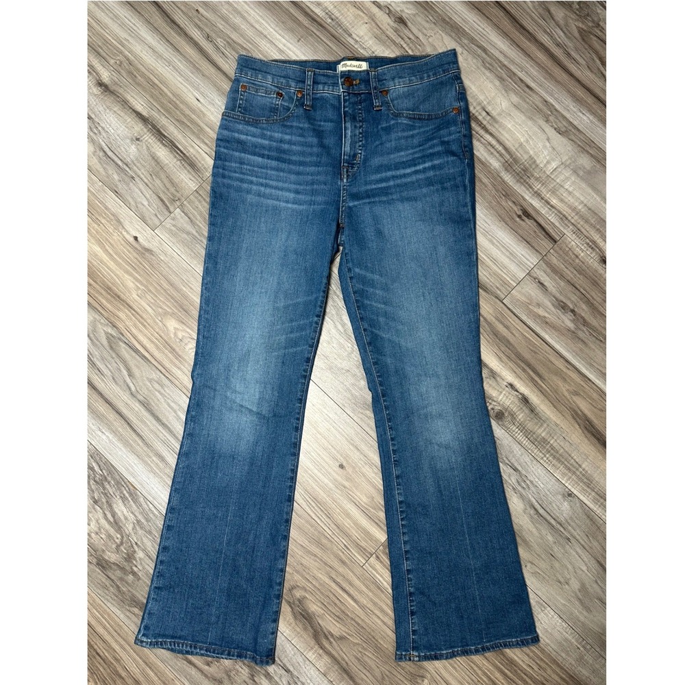 Madewell Women's Cali Demi-Boot Jeans Blue Tall Stretch Denim Crop Size 29 Tall - Picture 2 of 9